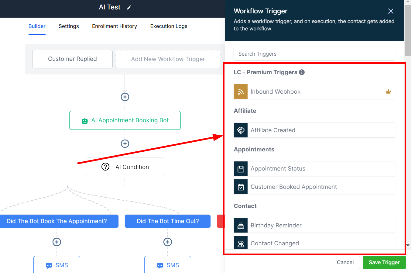 Select workflow trigger