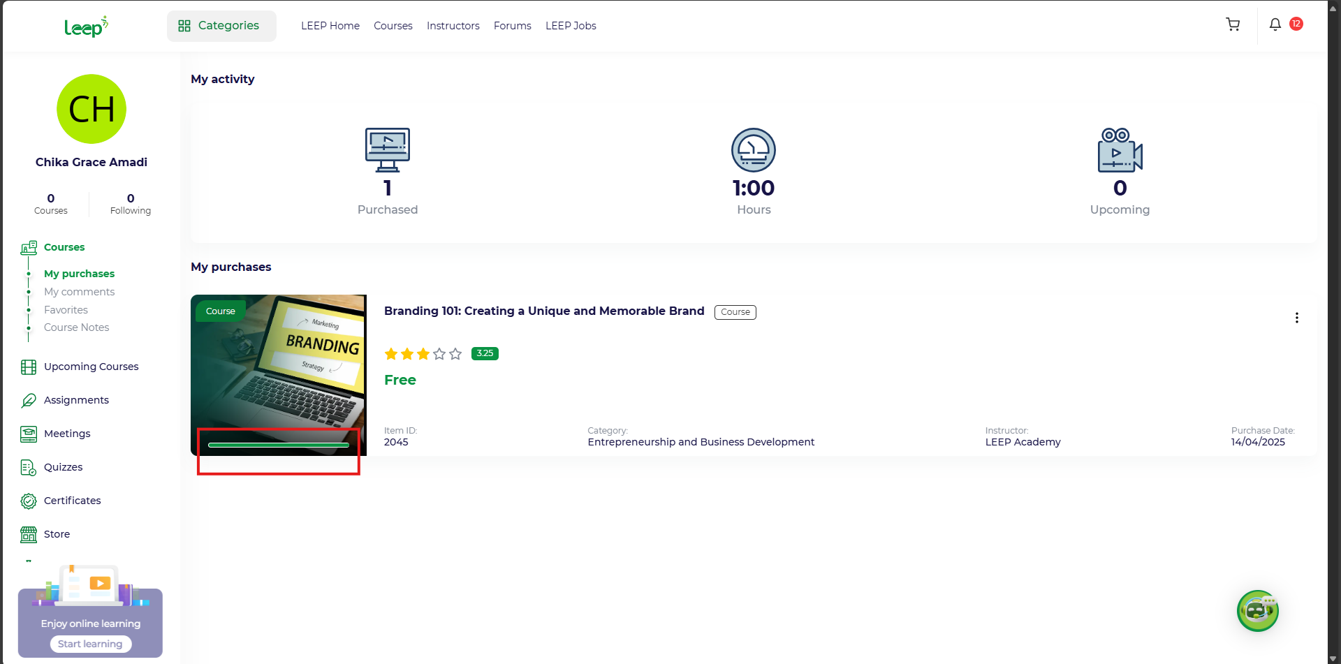 One place to see your course progress