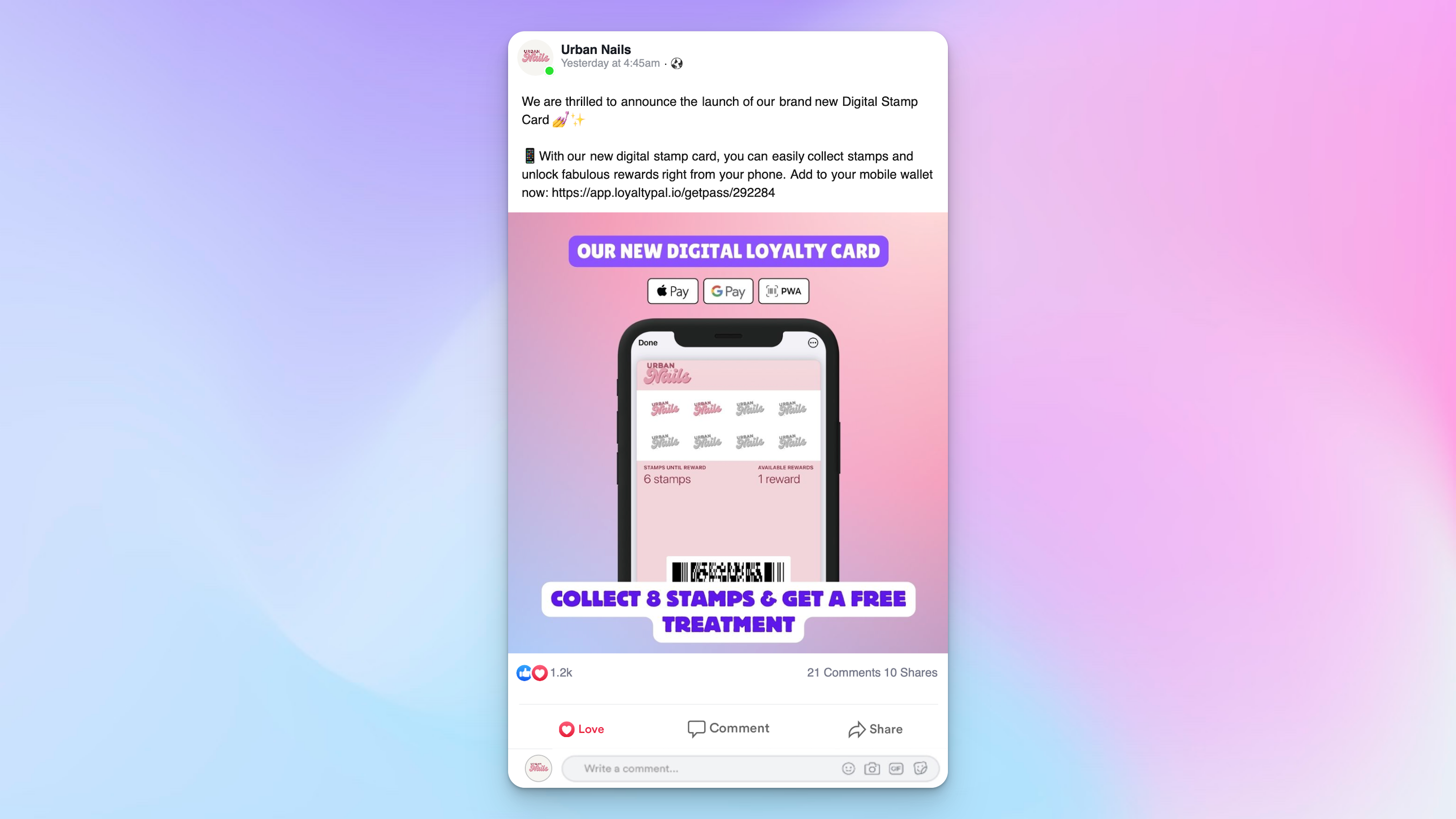 Example of link being shared on a social media Facebook page. 