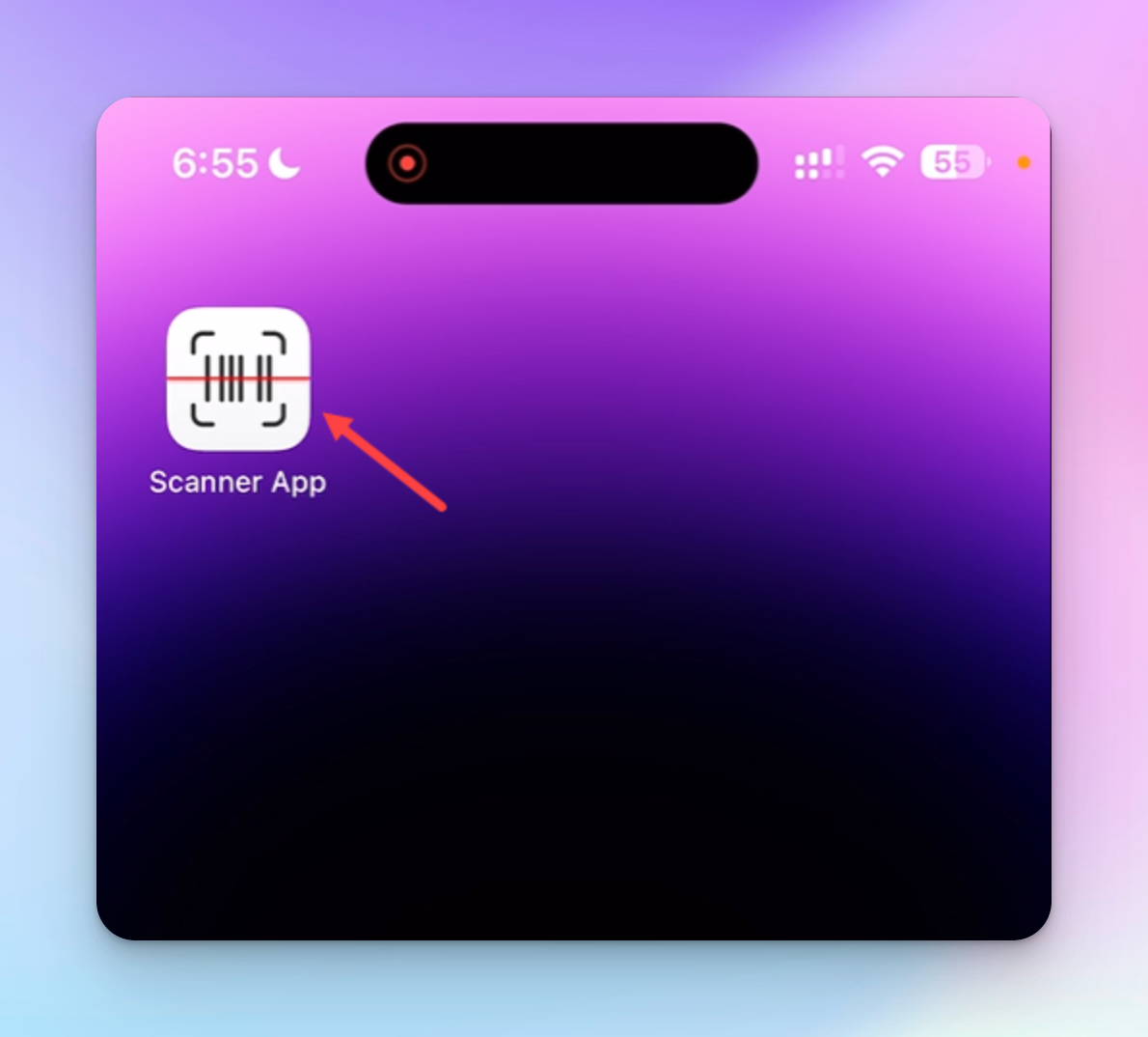 Scanner App installed on iPhone