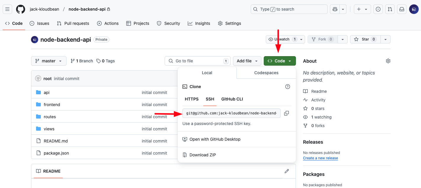 Demonstration on getting Git repository address