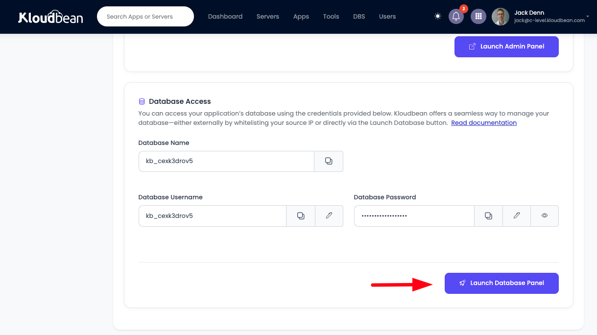 Demonstration on accessing application database.