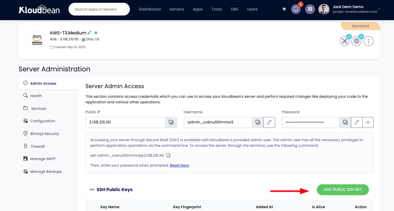 Demonstration on adding public rsa key to your server.