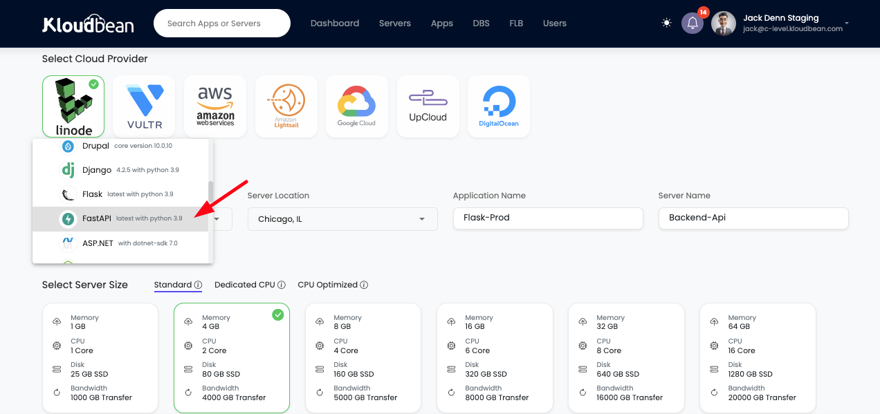 Demonstration on creating new FastAPI application on new server.