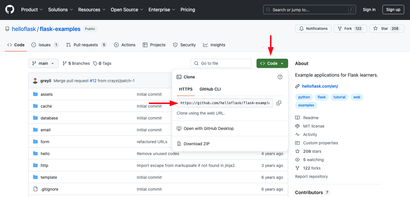 Demonstration on getting Git repository address