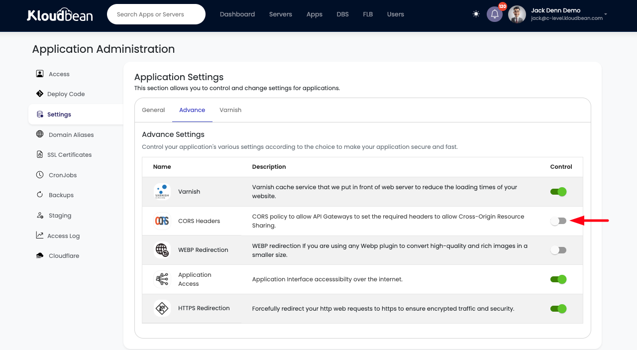 Demonstration on enabling/disabling CORS Headers.