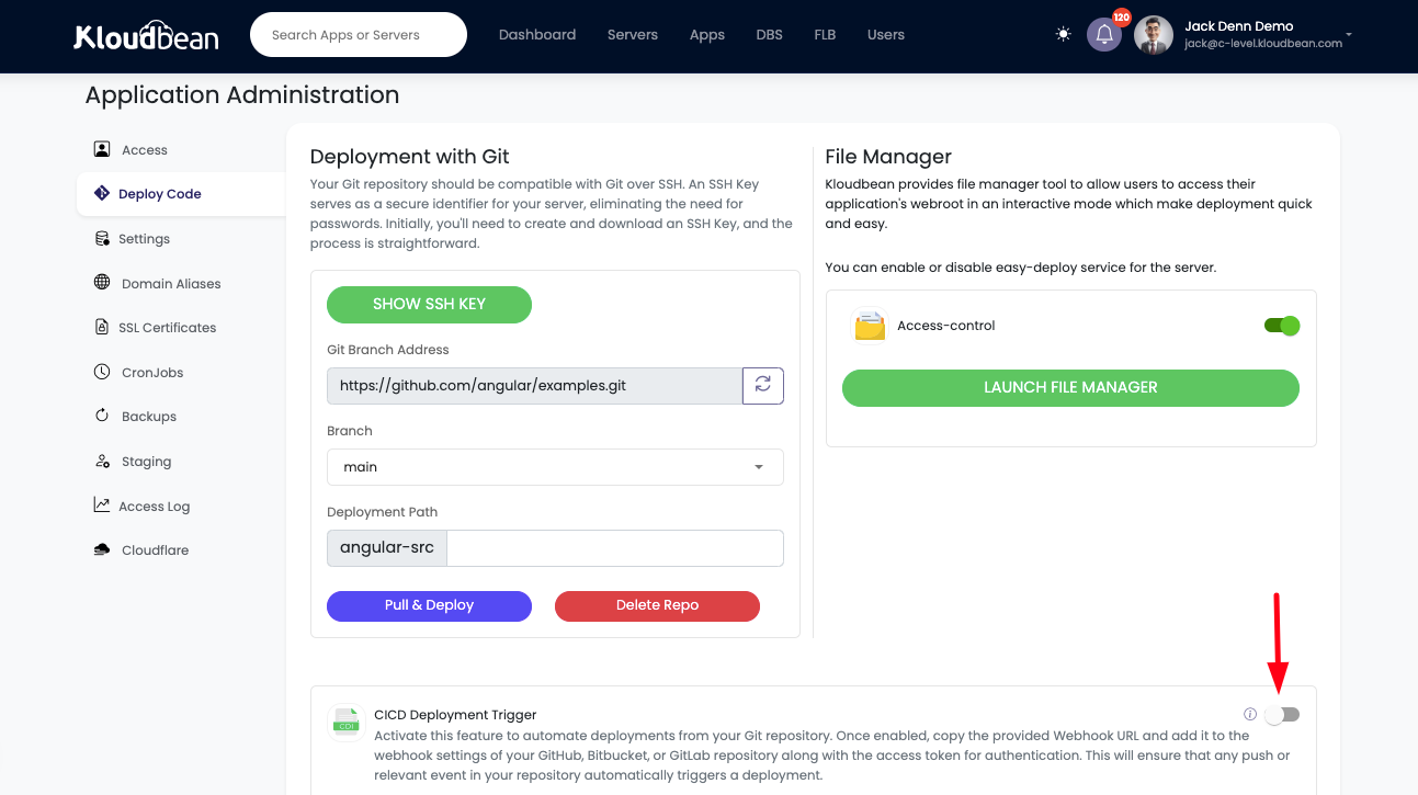 Demonstration on enabling Continuous Deployment.