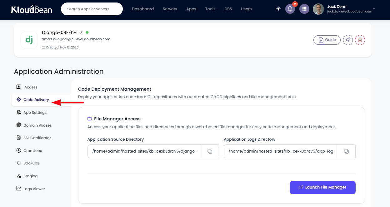 Demonstration on deploying code with Git.