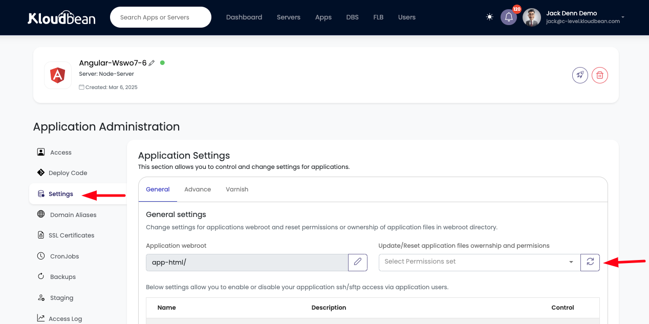  Demonstration on updating or resetting application directory permissions.