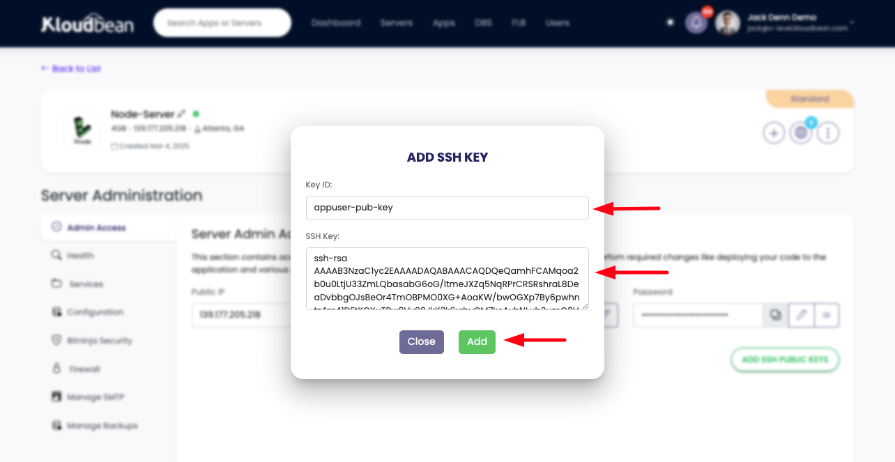 Demonstration on copying newly generated ssh keys.