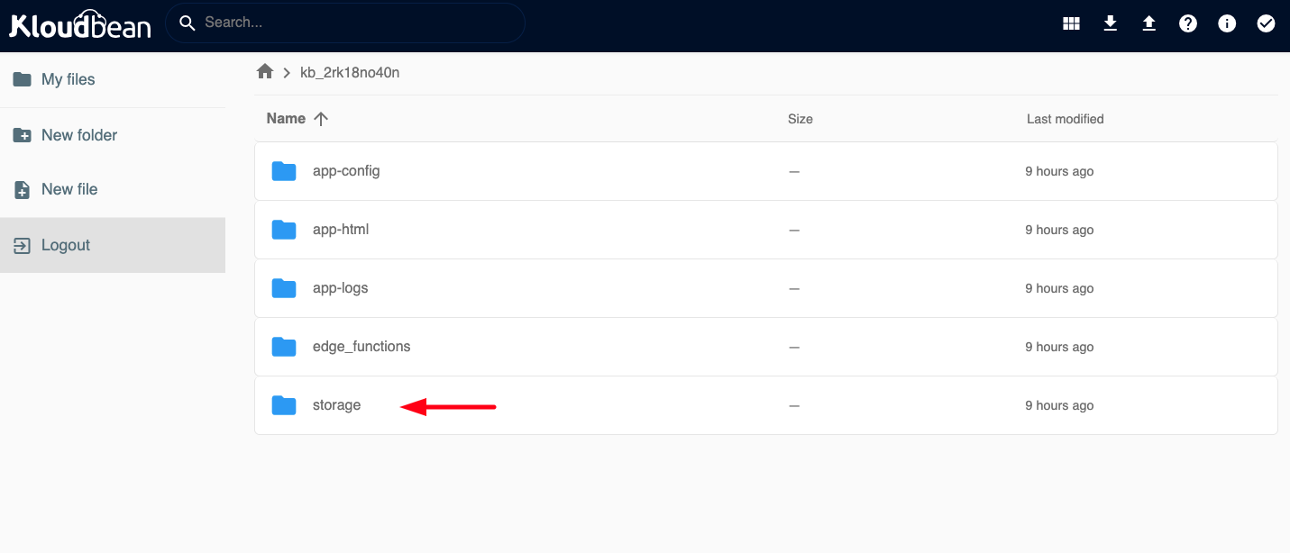 Demonstration on accessing new storage directory using Kloudbean's FileManager.