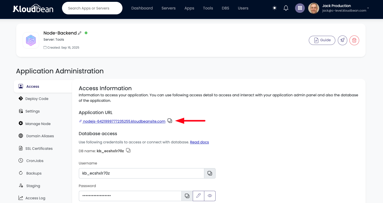 Demonstration on accessing application administration.