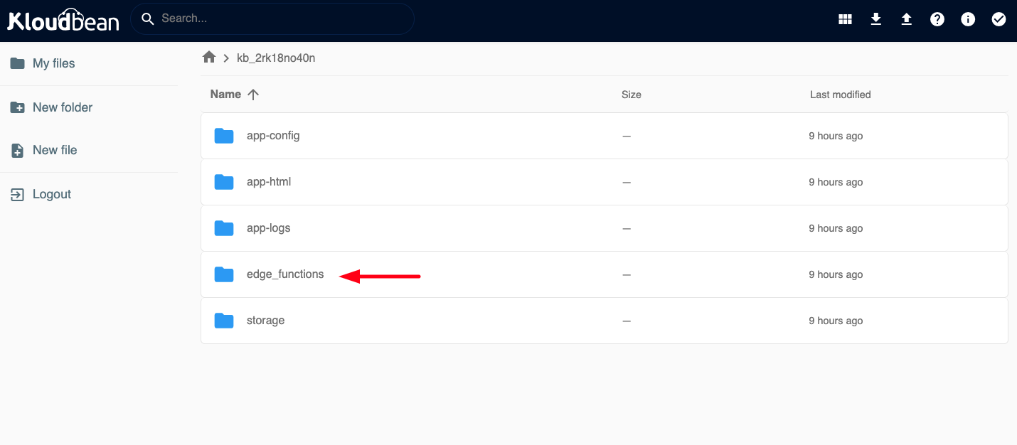 Demonstration on accessing Kloudbean's FileManager for Edge Functions.