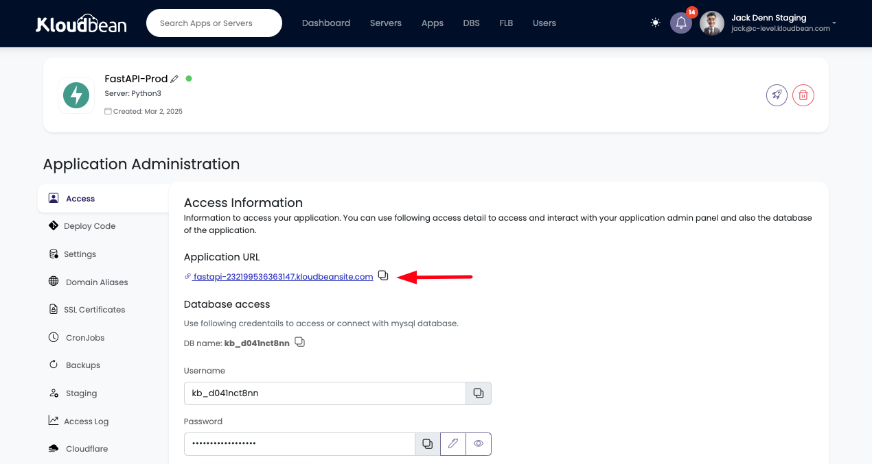 Demonstration on accessing application administration.