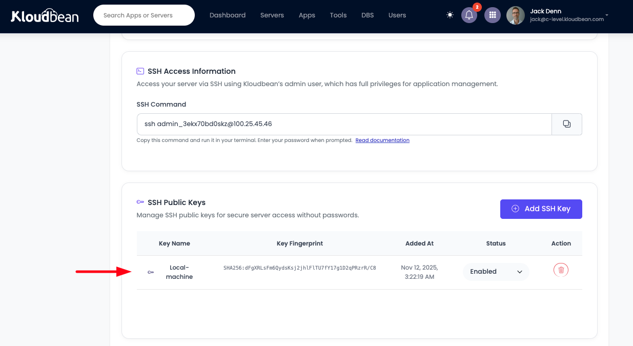 SSH keys added successfully.