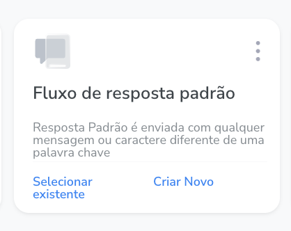 Se deseja que seu Fluxo seja acionada com Qualquer Palavra ou Mensagem, essa deve ser a forma ativada. Resposta Padrão é enviada com qualquer mensagem ou caractere diferente de uma palavra chave