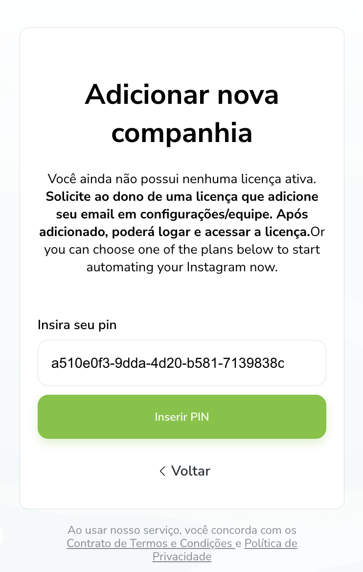 Tela de LOGIN