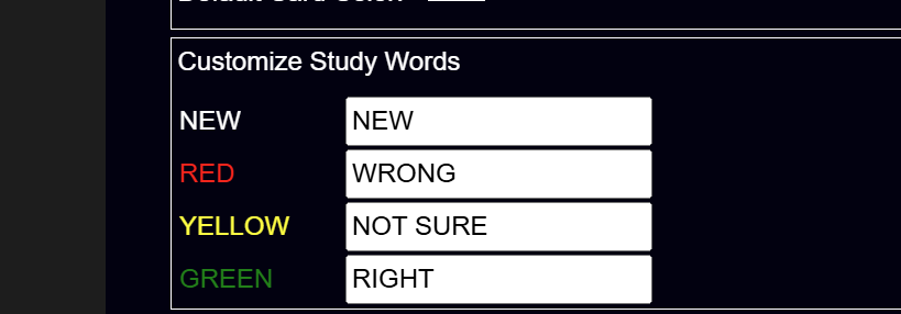 You can customize the study answers: