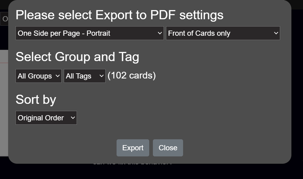 Print to PDF options