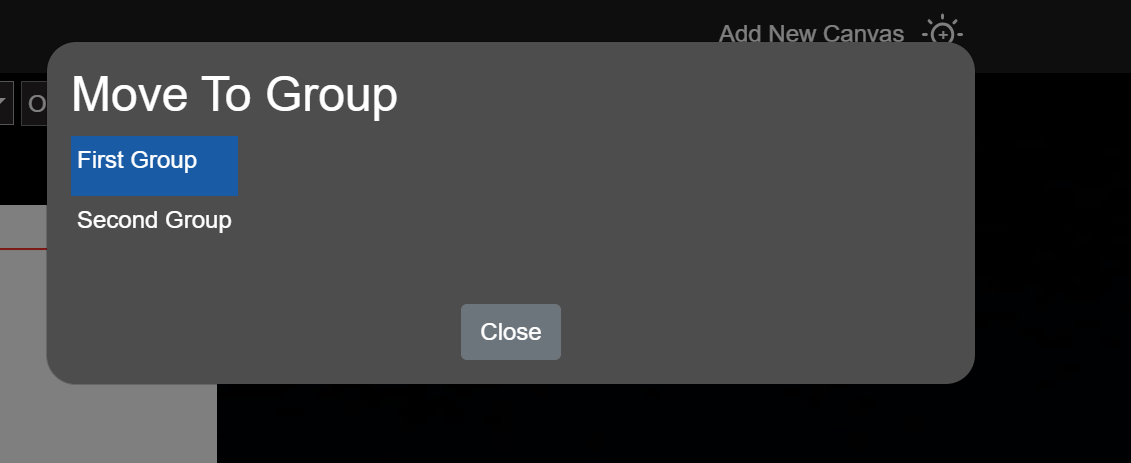 Move your mouse over the Group name you want to move the Card to, and click on it  - it will move the Card into the Group.