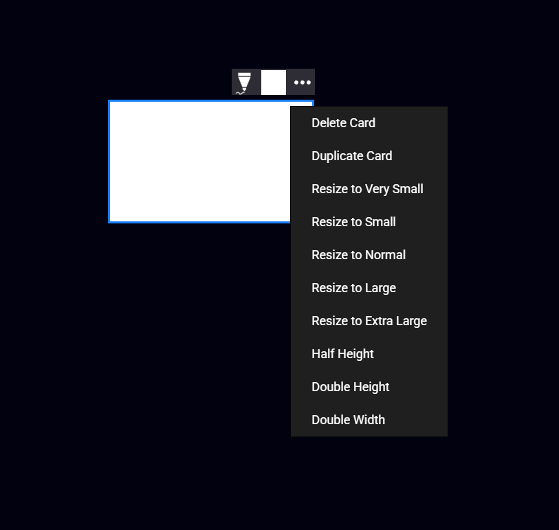 Click the ... menu option to get various card options, e.g. Delete Card