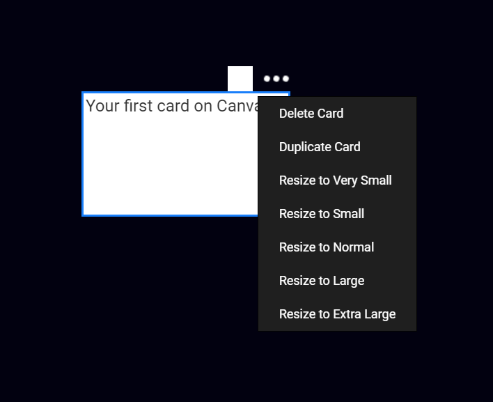 Click the ... menu option to get card options, e.g. Delete Card