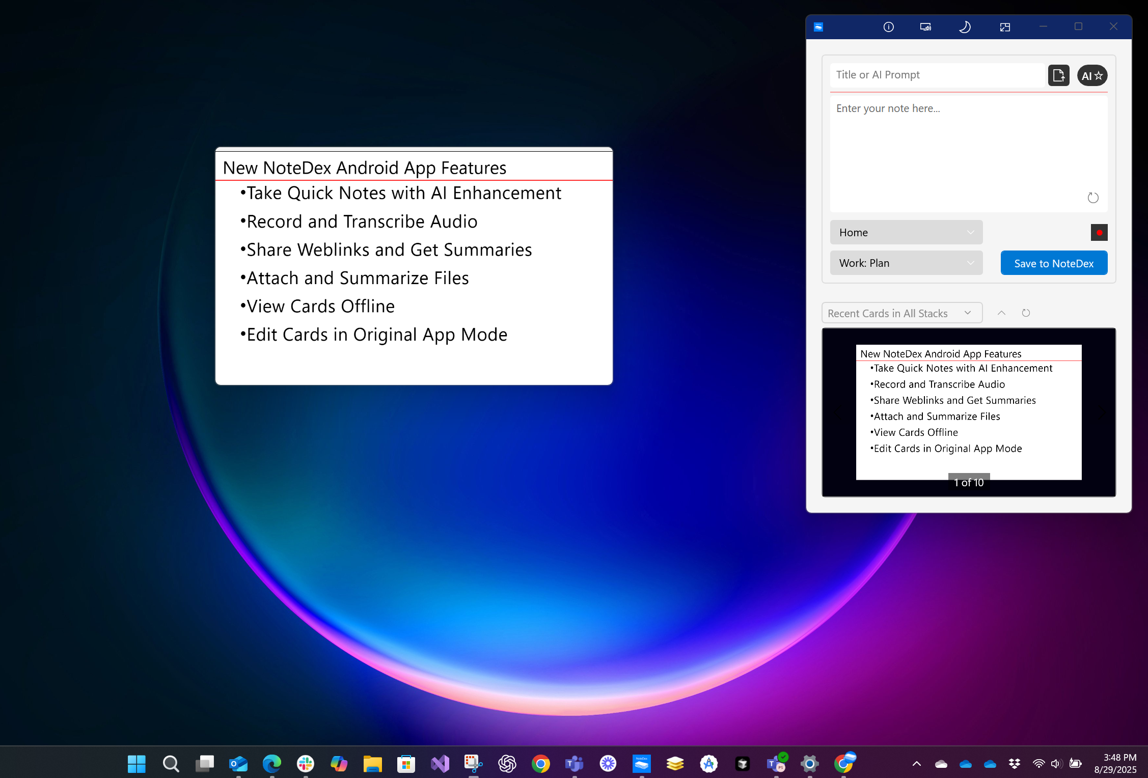 Cards Floating on Desktop