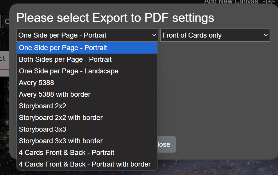 Many print format options are available in NoteDex