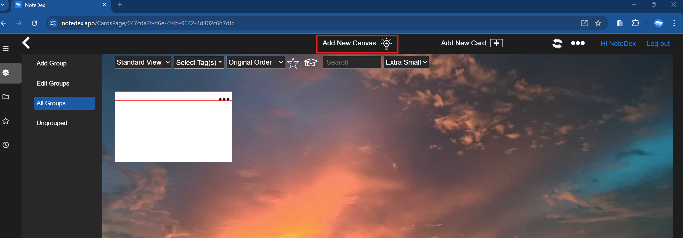 To Add a new Canvas, navigate into a Stack and then click on 'Add New Canvas'