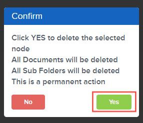 <i>Once you’ve clicked Yes, the folder with its sub-folder and contents will also be deleted.</i>