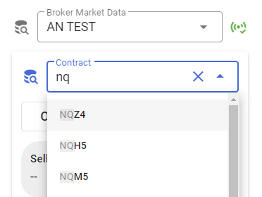 Type the contract you wish to trade and select it from the menu.