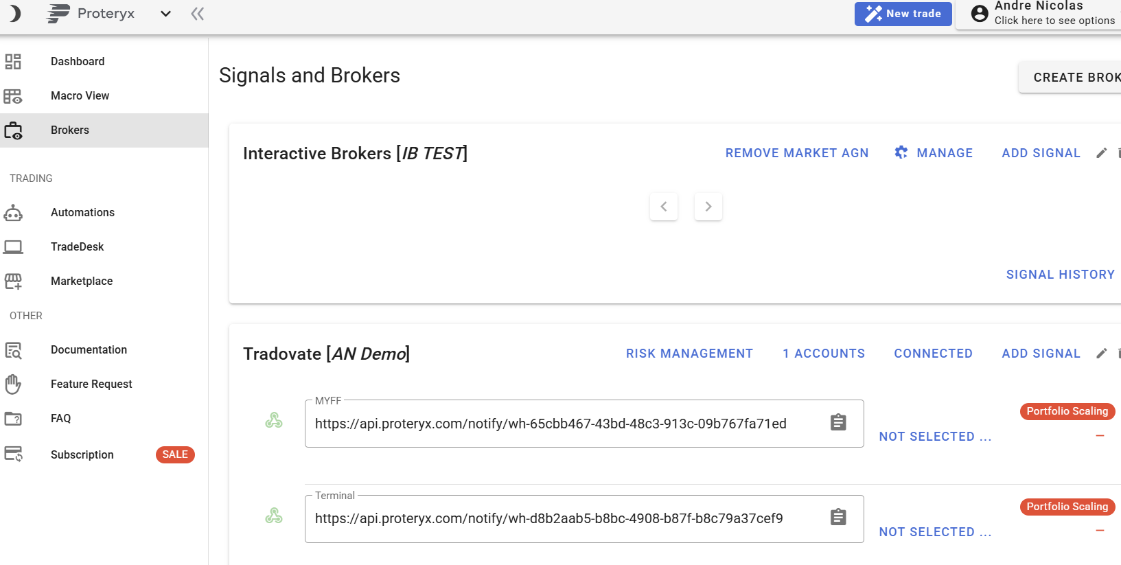 Go to Brokers Section and click Portfolio Scaling (Red bouton)