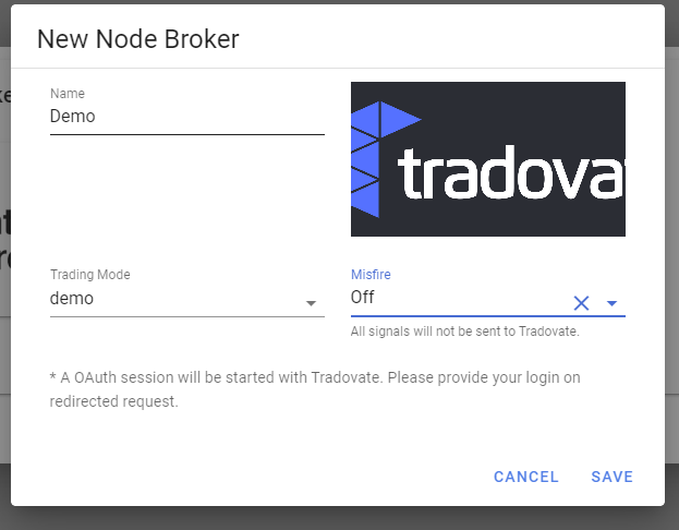 Write the name of the connection, select the trading account and turn off the misfire