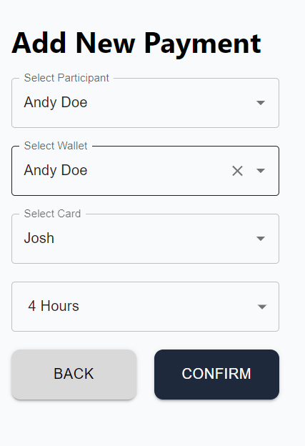 Start of the shift money checkout form in the app