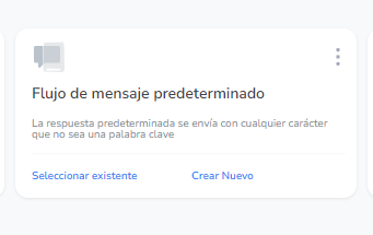 Si desea que su flujo se active con Cualquier Palabra o Mensaje, esta debe ser la forma activada. El mensaje predeterminado se envía con cualquier mensaje o carácter que no sea una palabra clave