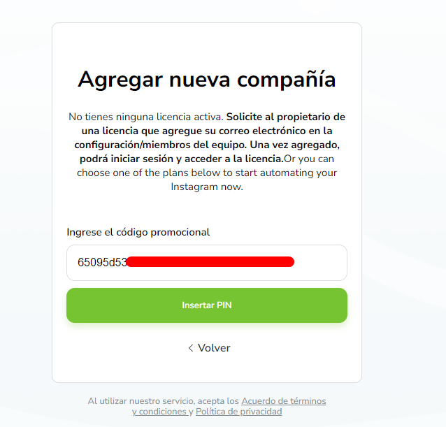 Pantalla de INICIAR SESIÓN