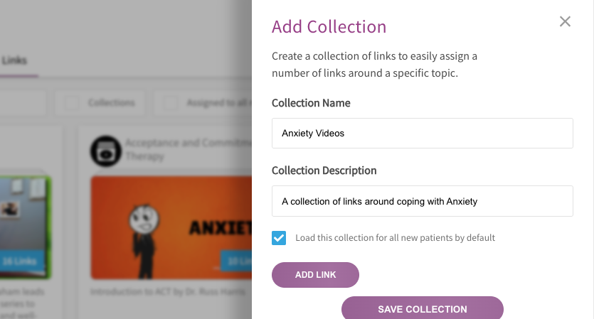 Check the box labeled “Load this collection for all new patients by default.” 