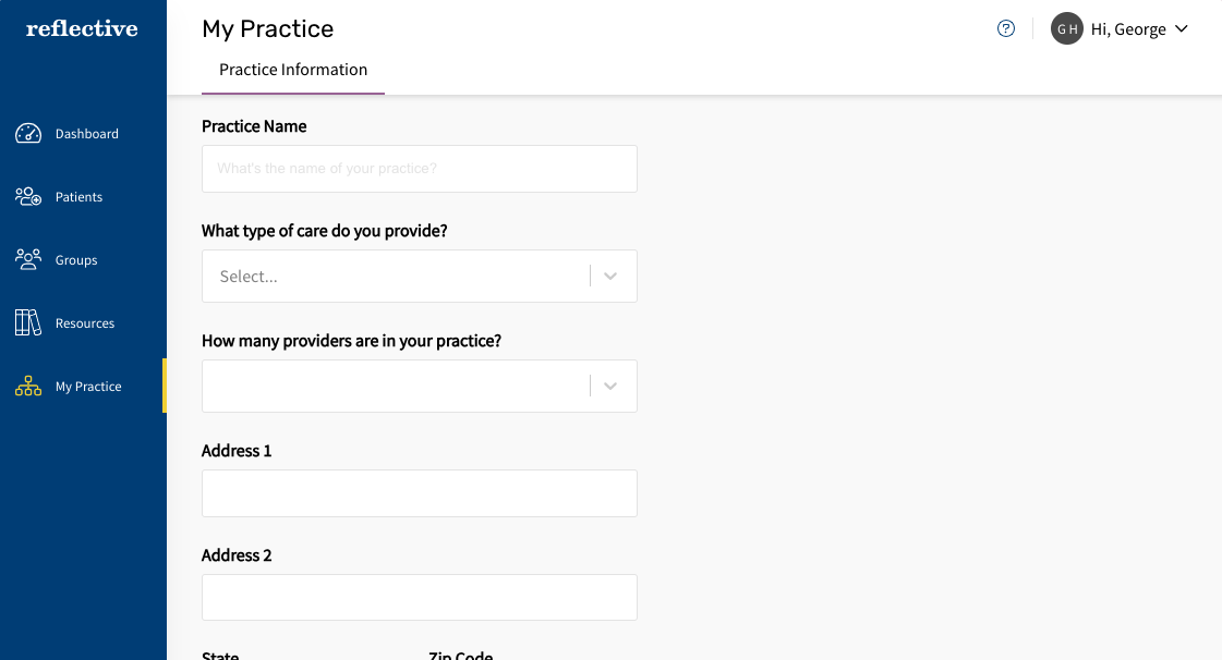 My Practice is now listed in the main navigation