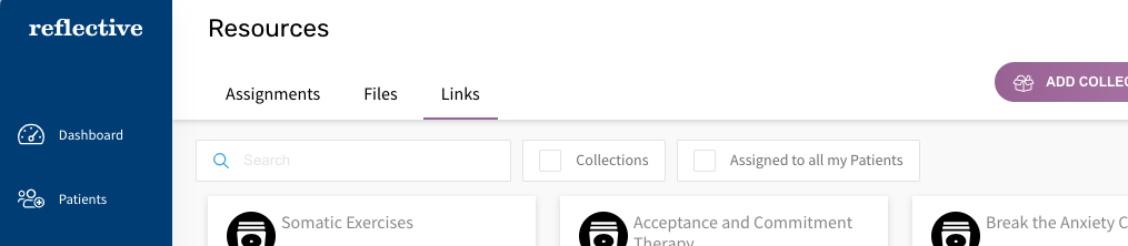 Search and filter the links and collections in the list