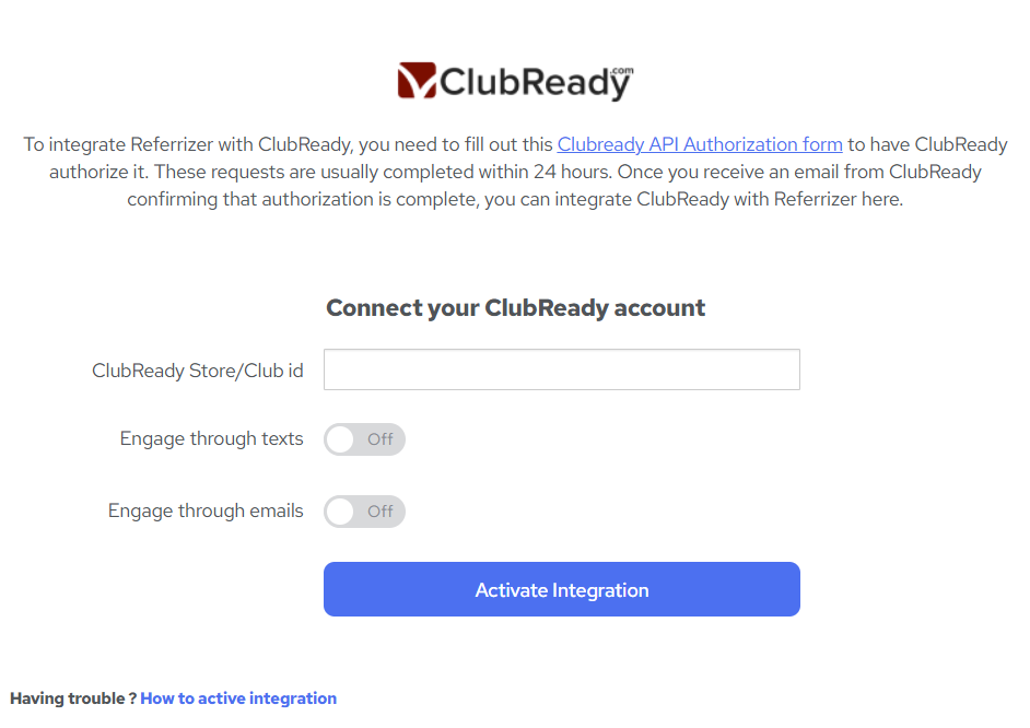 Referrizer ClubReady Integration Page