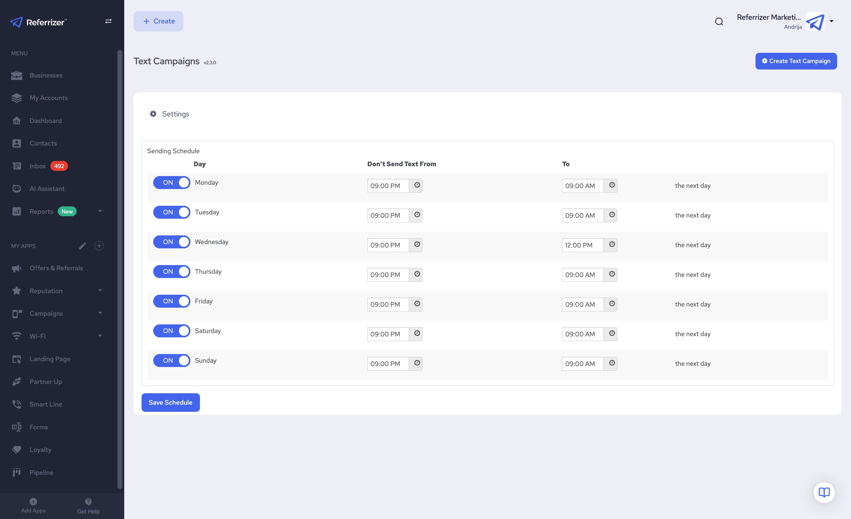 Toggle For Activating Quit Hours