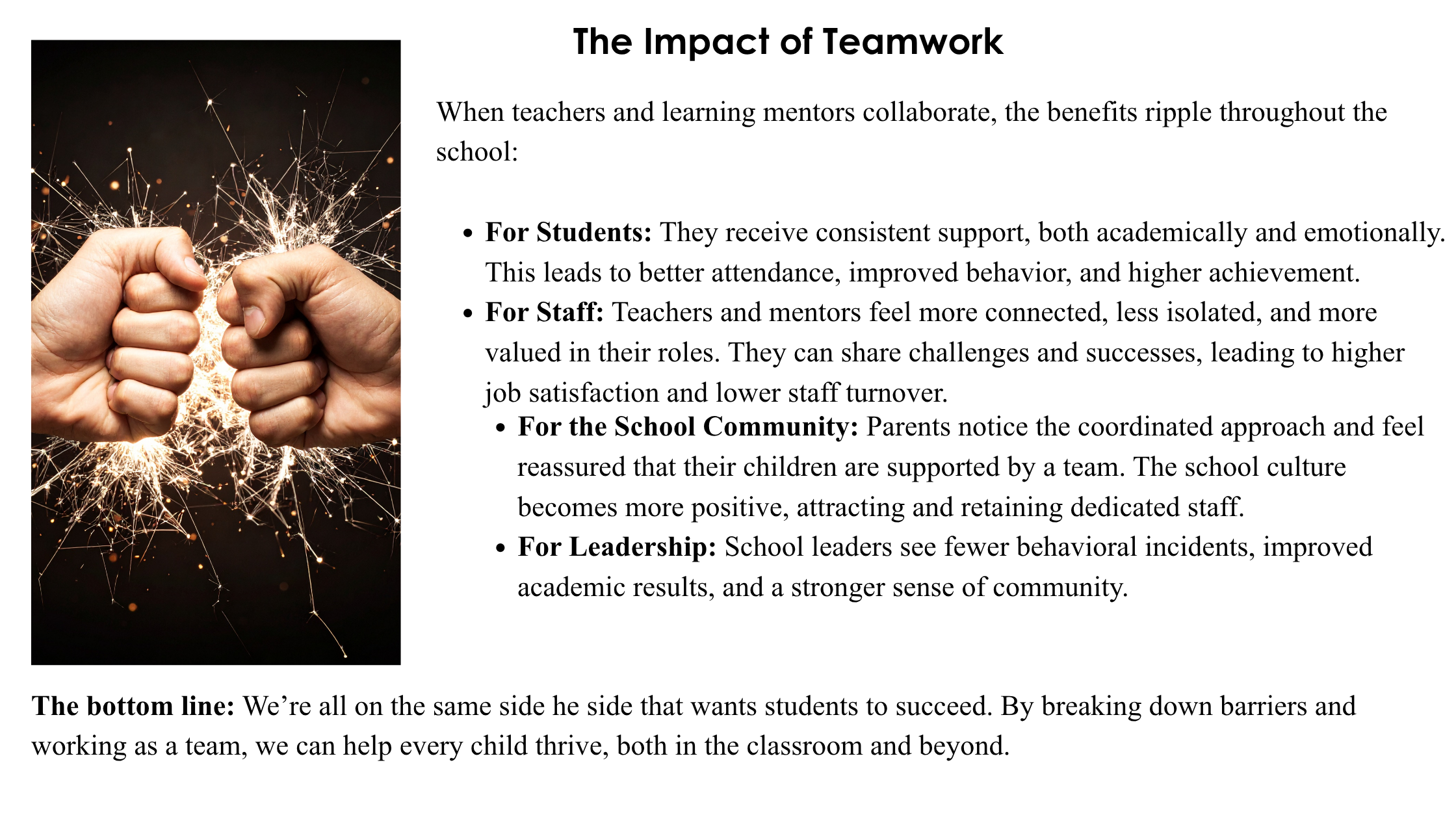 When Teachers and Mentors Team Up, Everyone Wins.